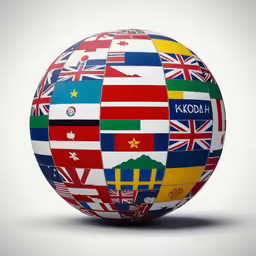 a sphere with many flags of different countries