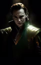 a man is in a black suit and gold trimmed jacket