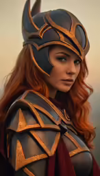 a woman wearing a full costume of an armor