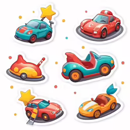 a set of stickers with cartoon cars
