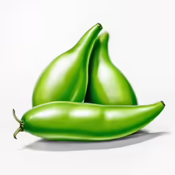 two green peas sitting in a white background