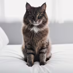 a black grey and white cat and some windows