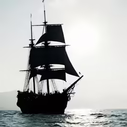 a large boat is sailing near the shore