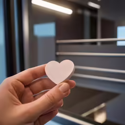 someone holding out a small heart shaped sticker