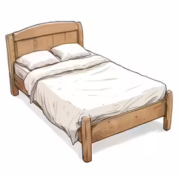 the bed is made up with two pillows