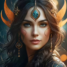 an image of a woman with a crescent and arrow head piece