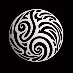 a white ball with a black swirl inside