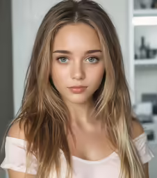 a pretty young lady in a white shirt posing for the camera