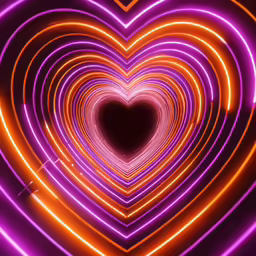 a heart made of bright purple neon lights