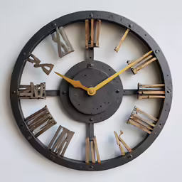 a large metal clock with roman numerals in the middle