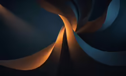 abstract orange and blue curved lines against dark background