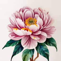 a painting of a pink flower on white paper,a large pink flower is standing out against the wall