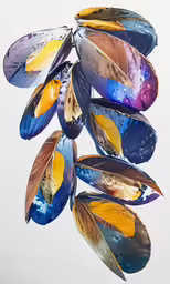 an image of colorful leaf mobile hanging from a pole