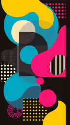 art collage of geometric shapes,an abstract poster with pink and blue circles