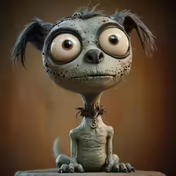 a small creature is posed with two large eyes