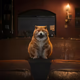 a small dog is sitting on the back of a chair