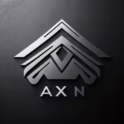 a black and grey business logo for axn