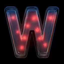 the letter n is illuminated with red lights