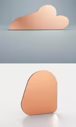 two shaped mirrors sitting side by side