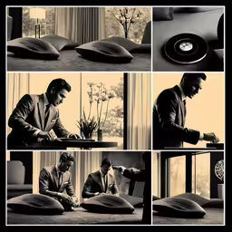 various shots showing a person working on a computer