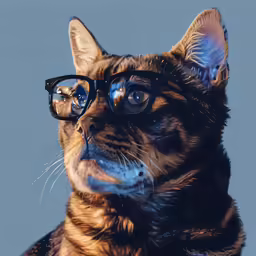 a cat wearing glasses and a scarf