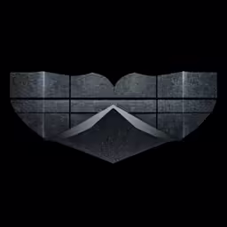 a dark background with black and silver elements