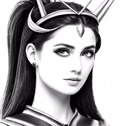 a girl with horns and a sword on her head