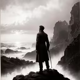 man standing on top of a cliff looking at the view
