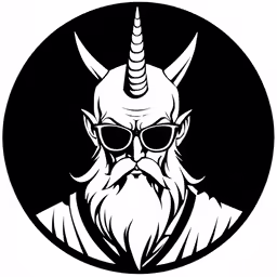 an image of an illustration of a demon wearing sunglasses and a horn