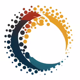 the logo for an organization with circles in blue, orange, and red