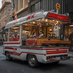 an old truck is parked in front of a store