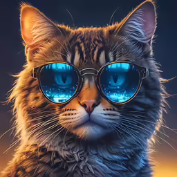 a large cat in sunglasses staring at the camera