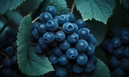 the clusters of blueberries are still ripe