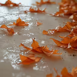 orange flowers on a white surface being tossed up