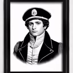 a black and white photo of a man in uniform