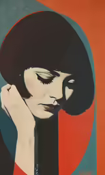 a painting of a woman with closed eyes