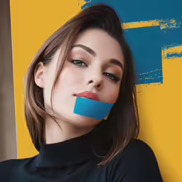 woman with the duct taped on her mouth