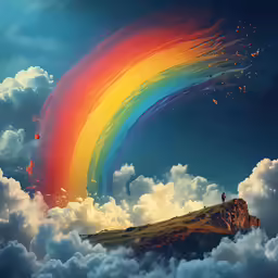 there is a rainbow in the sky with clouds