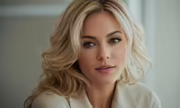the blonde woman has her eyes open