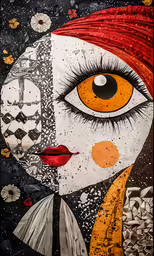 a painting of an eye with bright colors