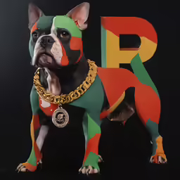an image of a dog with a collar and a pendant