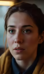 a woman is staring at something