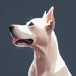 an illustration of a white dog with his tongue out,a drawing of a white dog with his tongue out