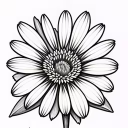 a drawing of a large flower on a white background,the sketch of a sunflower on a white background