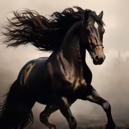 a horse runs on its hind legs and rear hooves