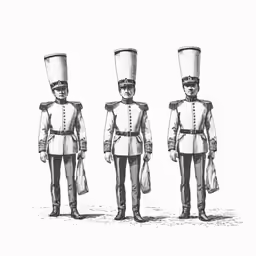 three soldiers standing side by side wearing their hats