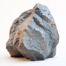 a rock covered with dirt on top of a white floor