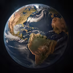 the earth, seen from space with clouds and water all around