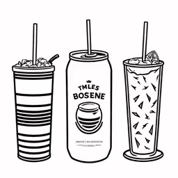 three cold beverages with lids and a straw