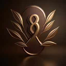a golden amp and letter on top of a brown background